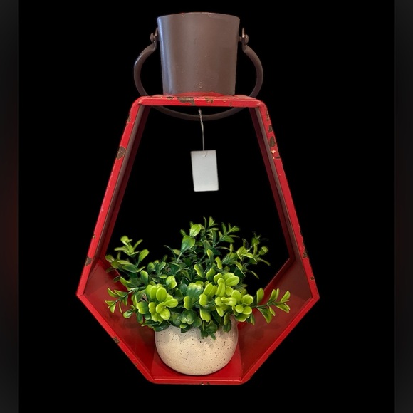Red Geometric Hanging Planter/Candle Holder - Picture 6 of 6